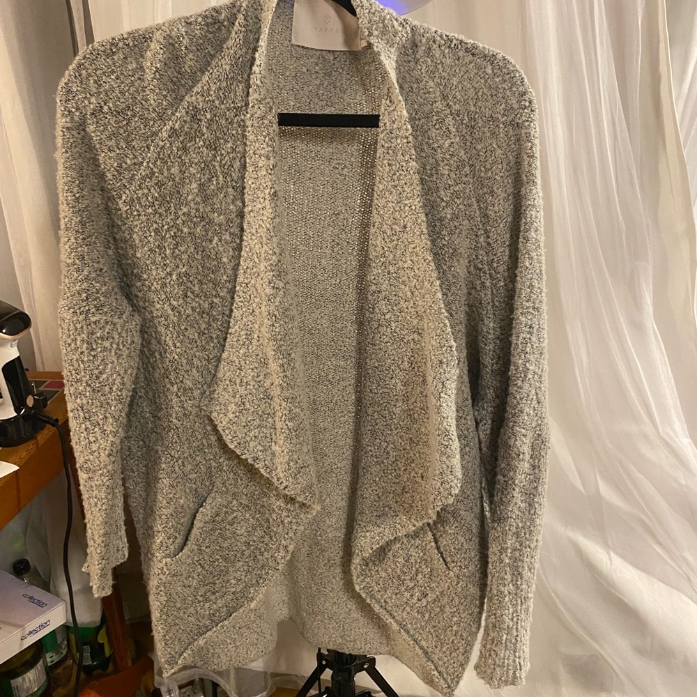 KAFFE Gray Waterfall Cardigan Sweater
